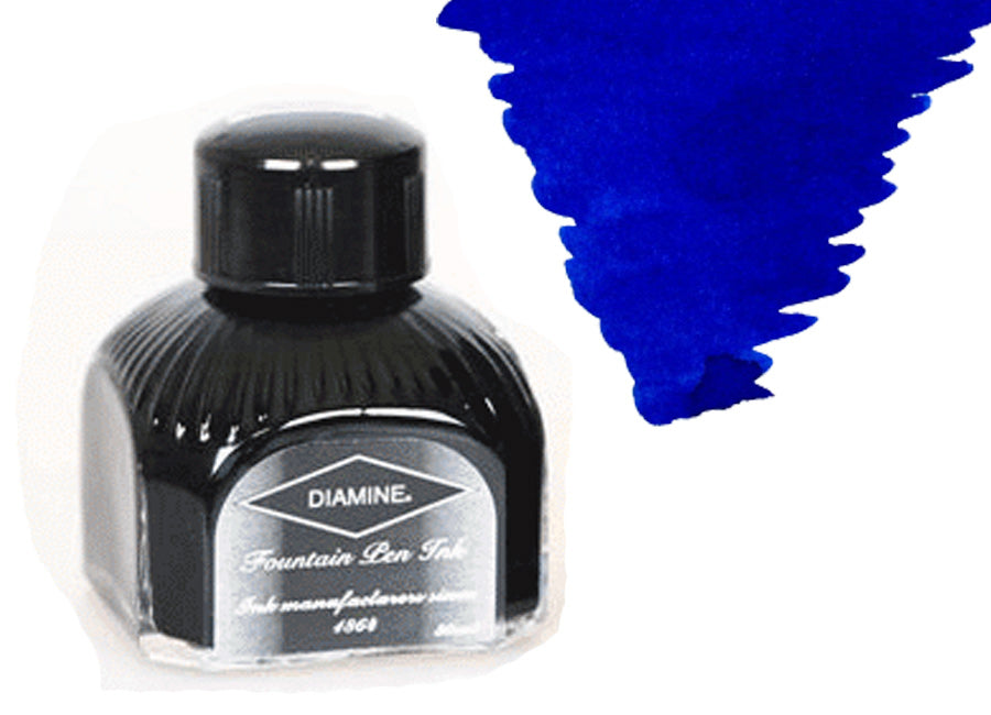 Diamine Ink Bottle, 80ml., Sapphire Blue, Italyan crystal bottle