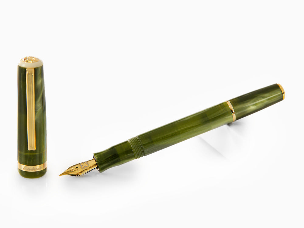 Esterbrook JR Pocket Palm Green Fountain Pen, Green, Gold plated, EJRPG