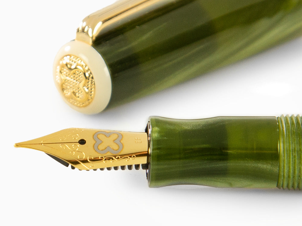 Esterbrook JR Pocket Palm Green Fountain Pen, Green, Gold plated, EJRPG