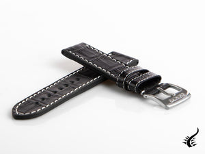 Glycine, Leather strap, 22mm, Black, LBK9-22