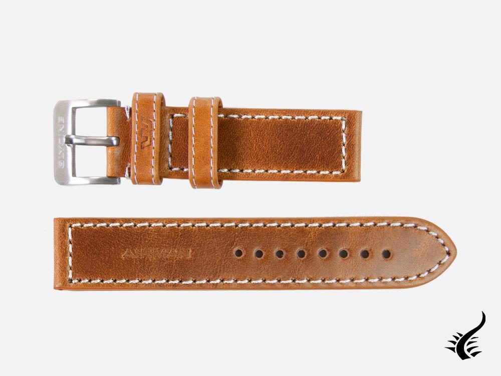 Glycine, Leather strap, 22mm, Brown, LB7BHAIR-22