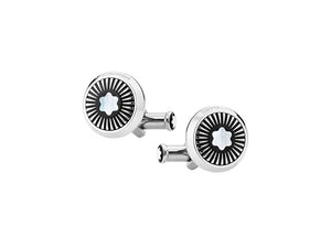 Montblanc Iconic Cufflinks, Steel, Mother of pearl, Polished, Black, 123809
