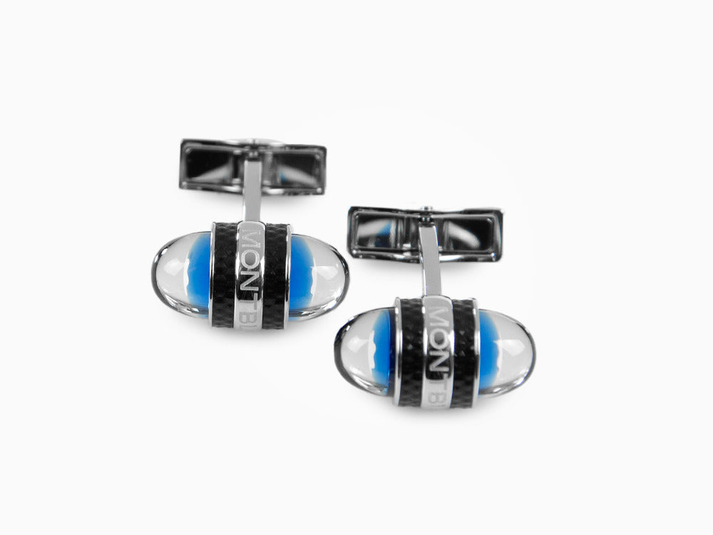 Montblanc Starwalker Cufflinks, Steel, Lacquer, Polished, Blue, 125972