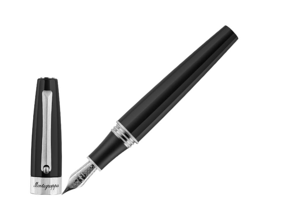 Montegrappa Magnifica Fountain Pen, Resin, Steel, Black, ISNGR-AC