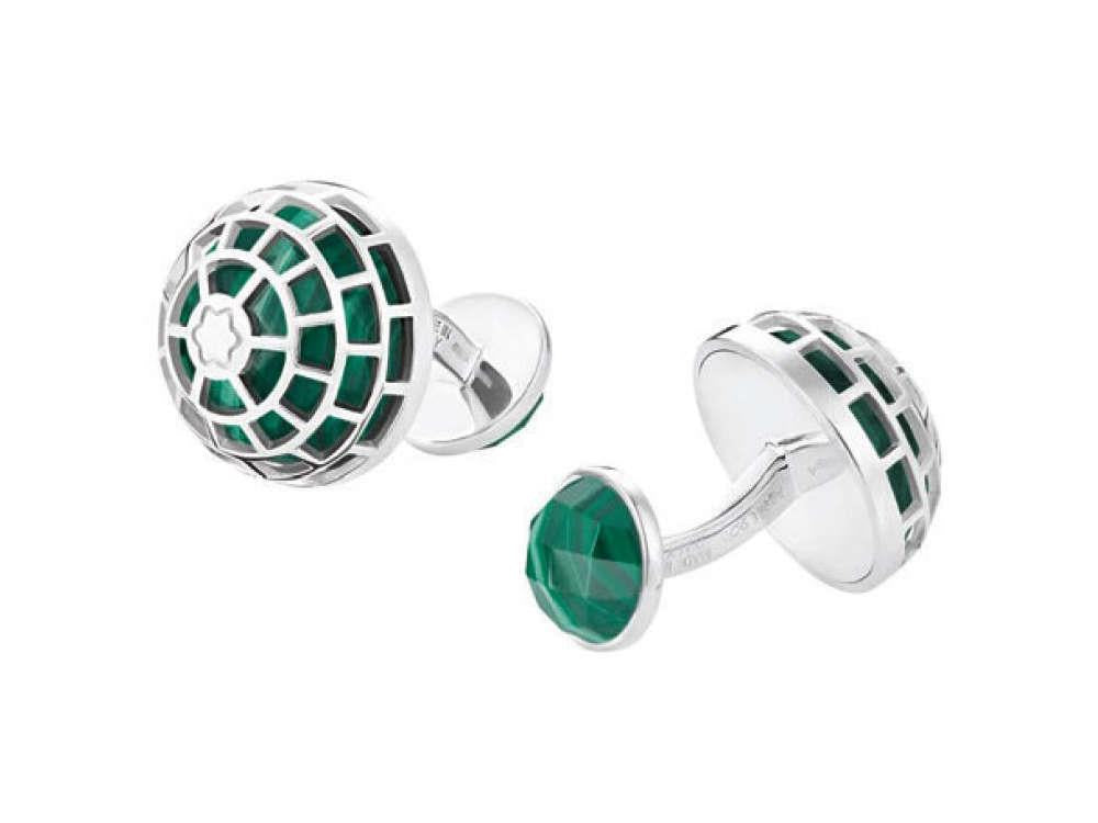 Montblanc Creative Malachite Cufflinks, Silver, Green, Polished, 128400