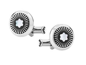Montblanc Iconic Cufflinks, Steel, Mother of pearl, Polished, Black, 123809