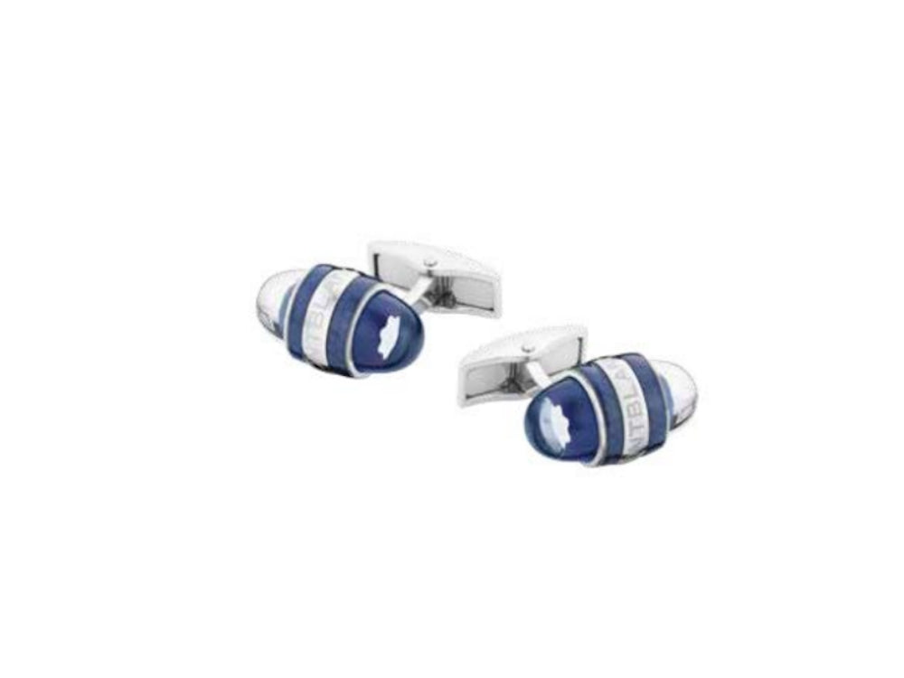 Montblanc Starwalker Cufflinks, Steel, Lacquer, Polished, Blue, 125972