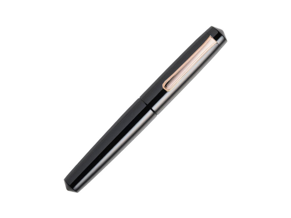 Nakaya Writer Kuro-Roiro Fountain Pen Black, Piccolo, Ebonite, Rose Gold