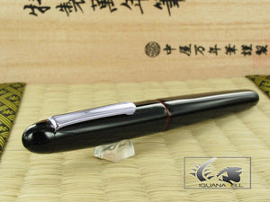 Nakaya Writer Fountain Pen Kuro-Tamenuri, Ebonite Rhodium plated