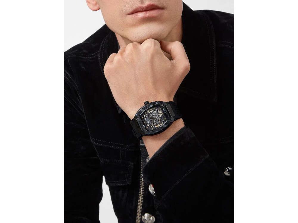 Philipp Plein The Skeleton Automatic Watch, PVD, Black, 44 mm, PWBAA0221