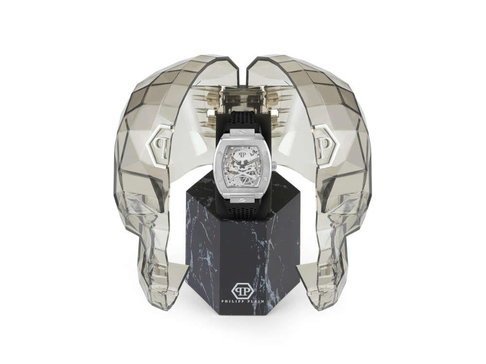 Philipp Plein The Skeleton Automatic Watch, PVD, Silver, 44 mm, PWBAA2123