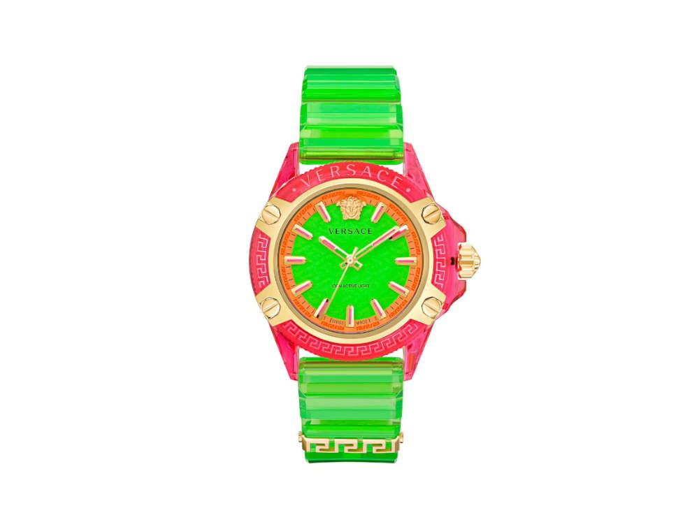 Versace Icon Active Indiglo Quartz Watch, Polycarbonate, Green, 43 mm, VE6E00423