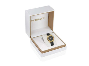 Versace Greca Twist Quartz Watch, PVD Gold, Black, 35 mm, VE6I00323