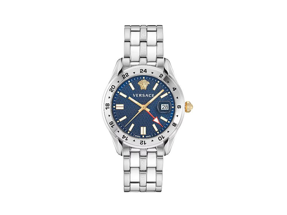 Versace Greca Time GMT Quartz Watch, Blue, 41 mm, Sapphire Crystal, VE -  Iguana Sell AU