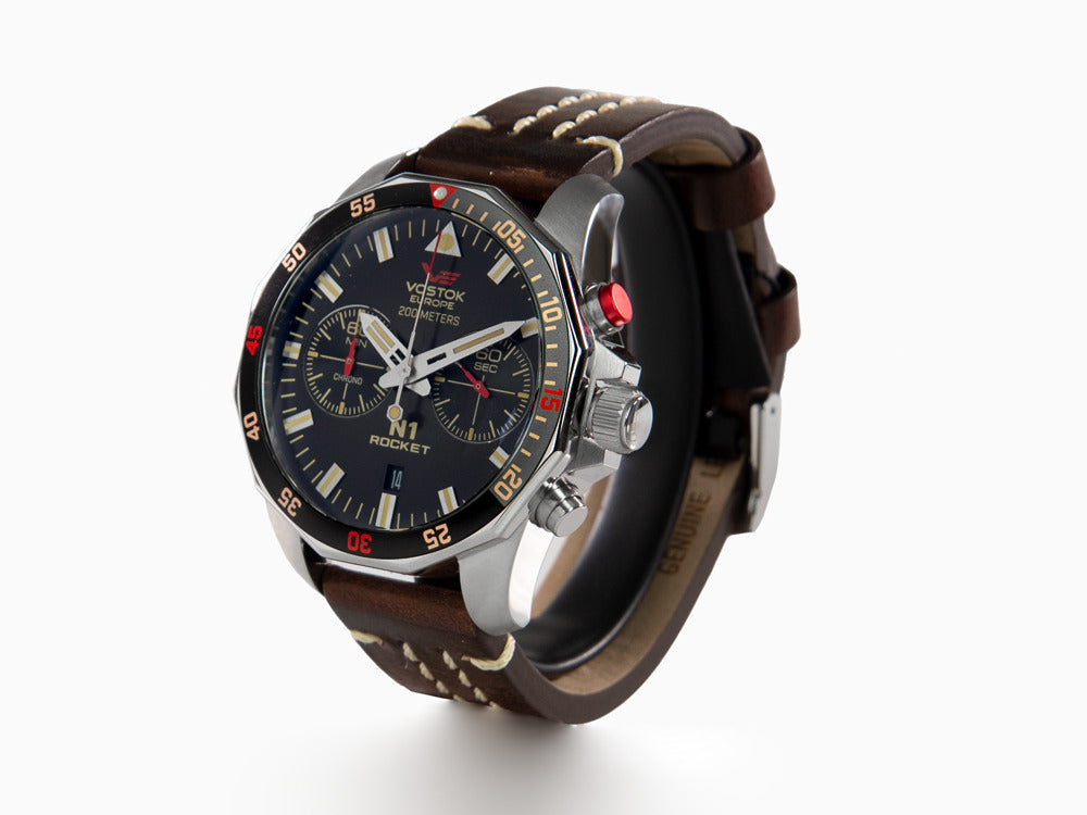 Vostok Europe Rocket N-1 Quartz Watch, Black, 46 mm, Chronograph, 6S21-225A618