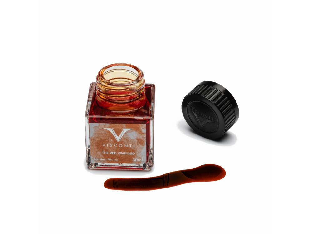 Visconti Red Vineyard Ink Bottle, 30ml, Orange, Crystal, INKVG-30ML40