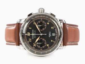 Zeppelin 100 Jahre Zeppelin Ed.2 Quartz Watch, Black, 42 mm, Chronograph, 7674-3